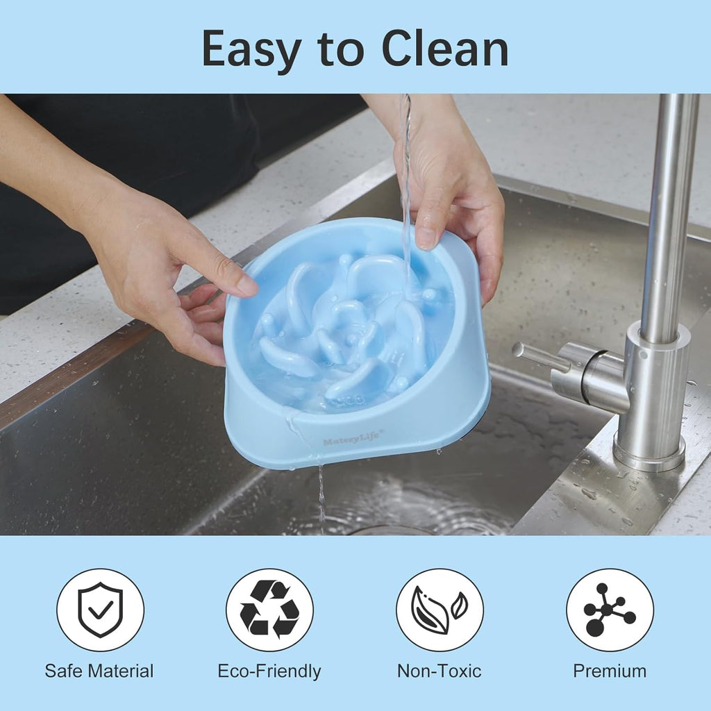 Slow Feeder Dog Bowls 2PCS, Anti-Choking Puzzle Dog Food Bowls, Anti-Slip Interactive Feeding Slow down Eating, Bloat Stop Maze Dishes for Medium Breeds