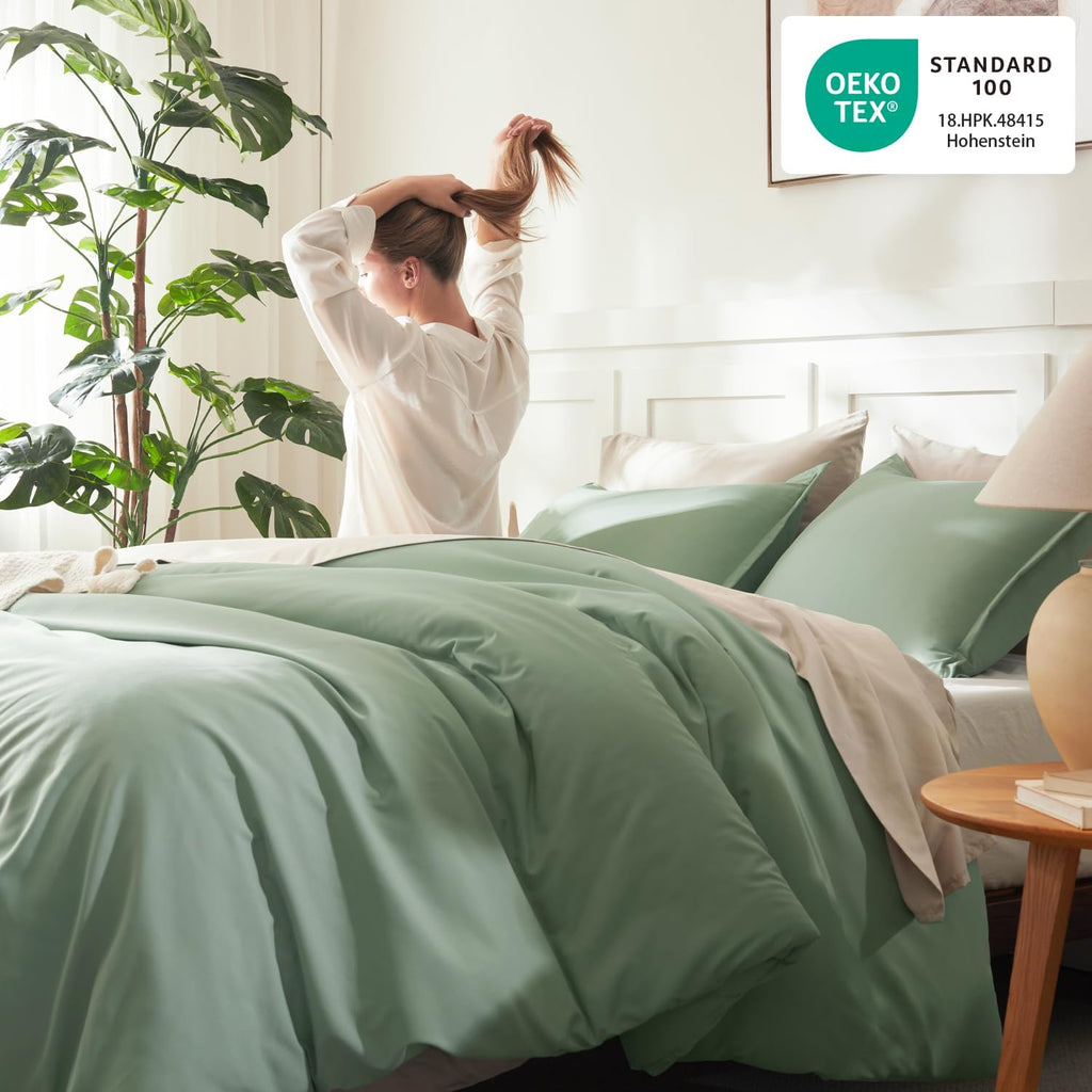 Queen Comforter Set Sage Green, 3 Pieces Lightweight Comforters Queen Size Solid Bedding Comforters Sets, down Alternative Comforter Bed Set Quilt Blanket