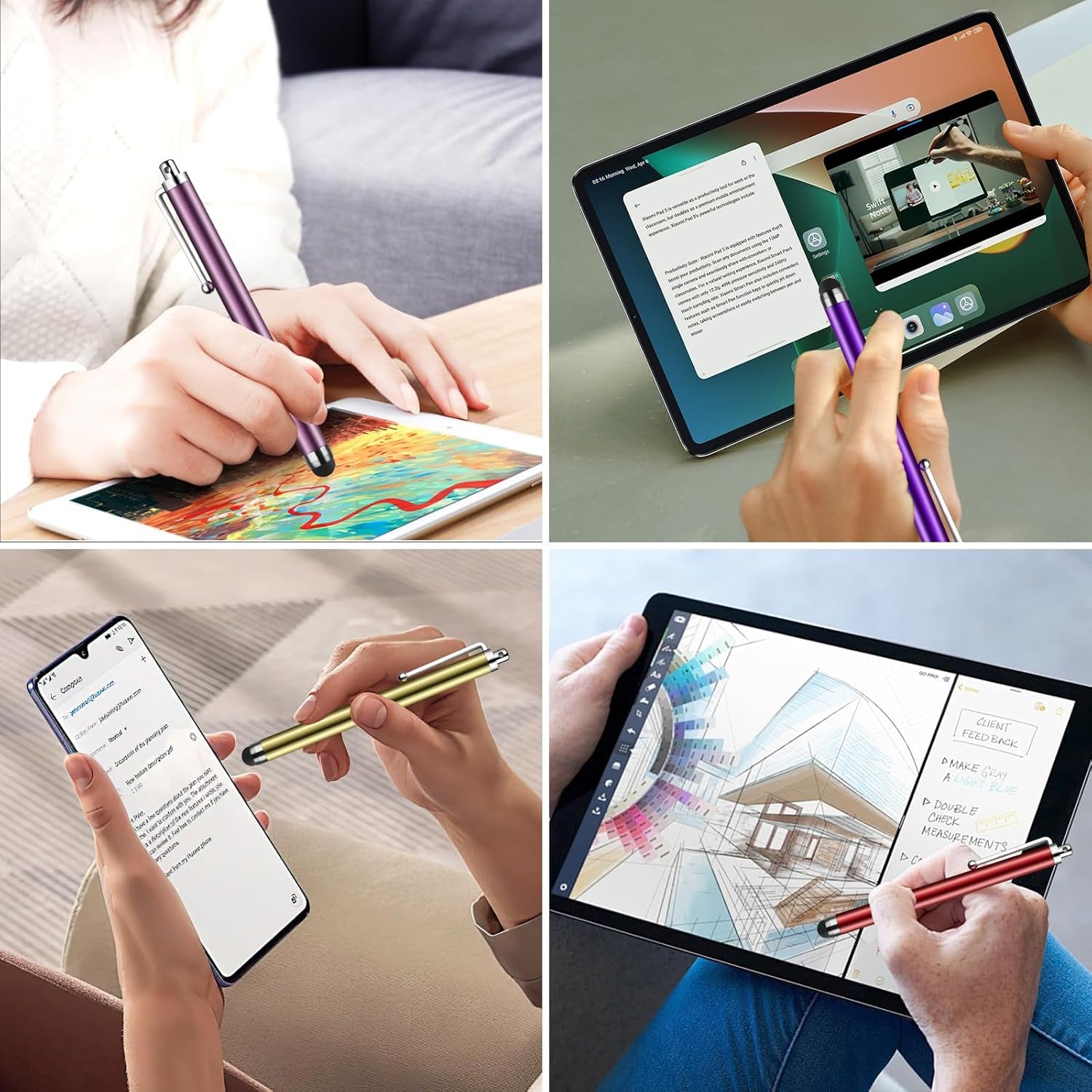 Stylus Pen [10 Pack] Universal Capacitive Touch Screen Pens for Tablets, Ipad Mini, Ipad Pro, Ipad Air, Smartphones, Samsung Galaxy - Multiple Colors