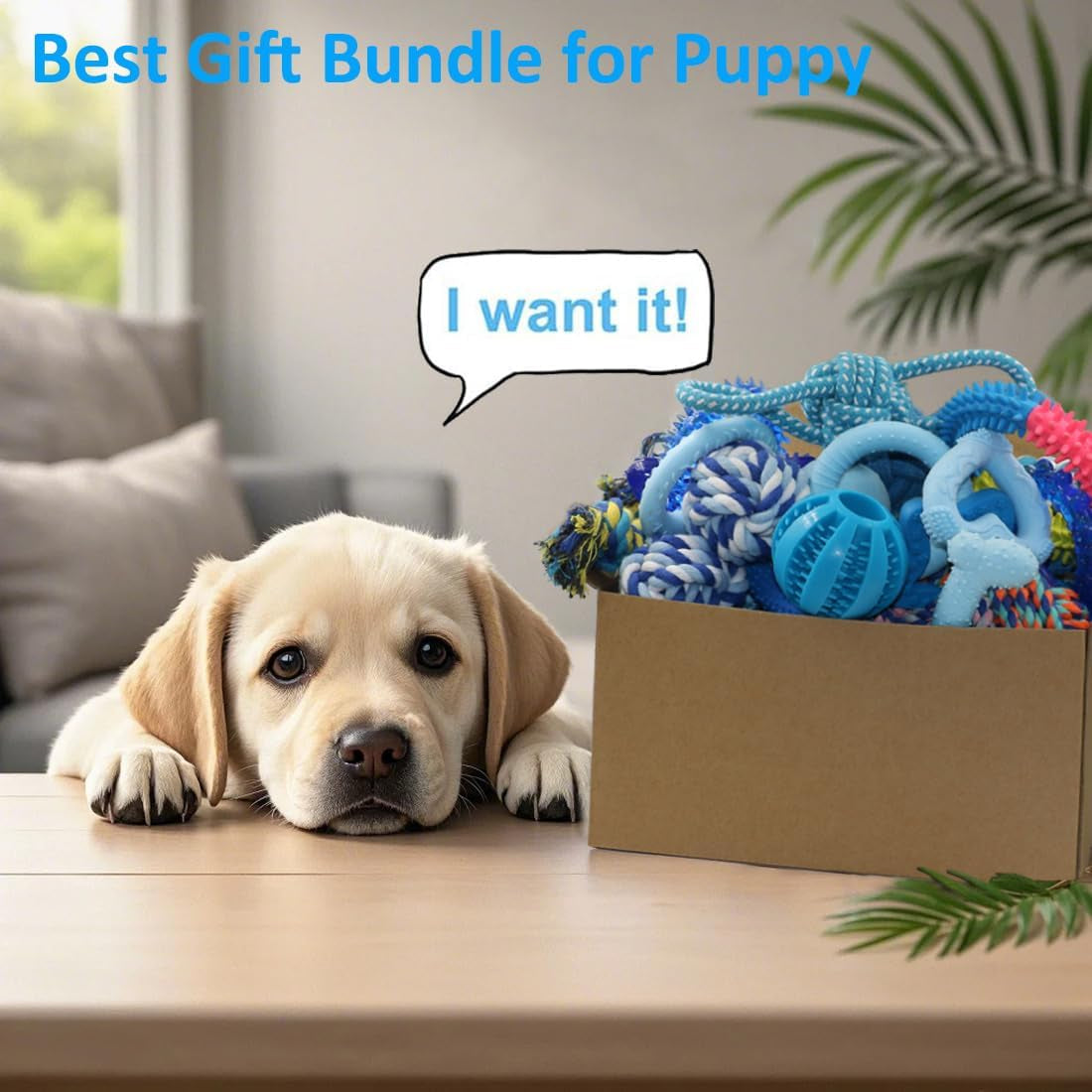 20 Pack Puppy Chew Toys - Blue Dog Teething Toys for Puppies, Puppy Teething Rings and Ropes, Rubber Toy Bundle for Small Dogs, Cute Interactive Dog Balls for Small Breed