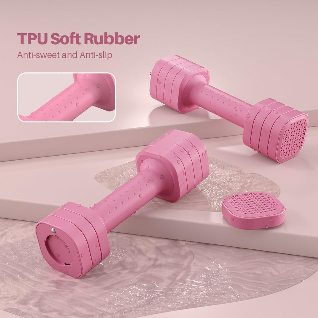 Adjustable Dumbbell Set, 4 in 1 Free Weight Dumbbell Set for Women, Hand Weight for Women at Home, Each 2Lb 3Lb 4Lb 5Lb with TPU Soft Rubber Handle for Home Gym Aquatic Fitness Equipment,Purple