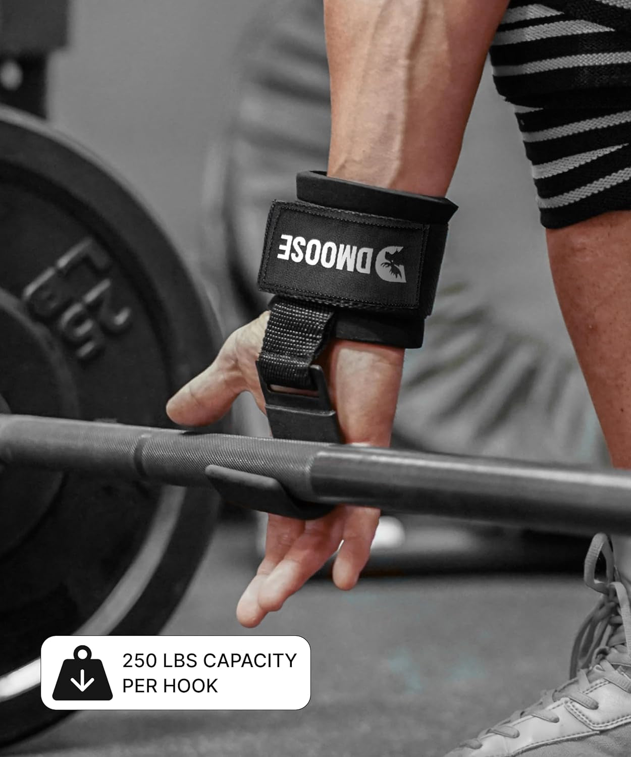 Weight Lifting Hooks (Pair) for Deadlifts, Pull Ups, Rows & Shrugs - Anti-Rip Nylon Strap Hand Grips with Thick Wrist Padding - Heavy Duty Wrist Straps for Weightlifting & Gym Workouts