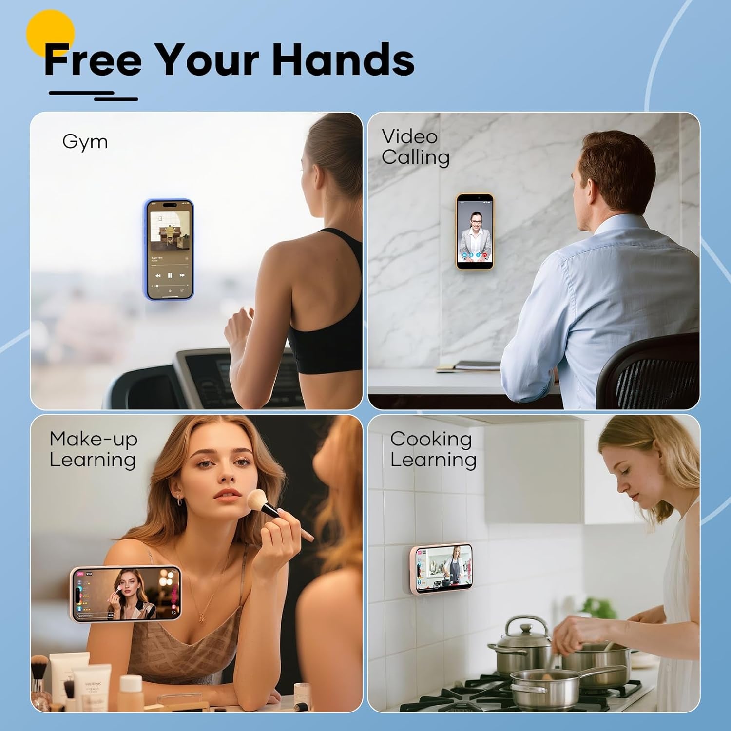 Silicone Phone Sticky Grip, Suction Phone Case Mount for Iphone and Android, Hands-Free Sticky Cell Phone Grip, Mobile Fidget Mirror Holder for Selfies and Videos