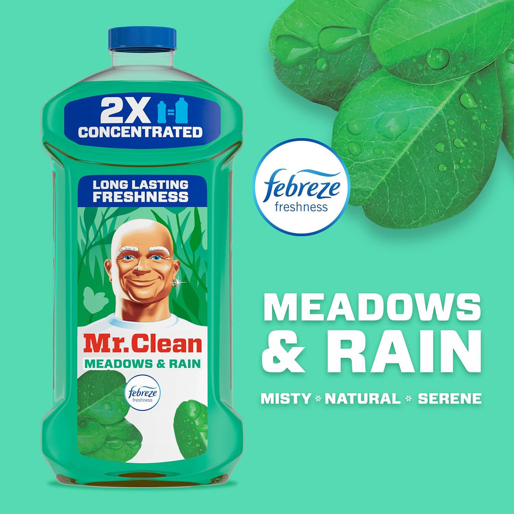 All Purpose Cleaner, Floor Cleaner for Mopping Home, Bathroom, & Kitchen, Cleaning Liquid for Mop & Bucket, Cleaning Supplies, Multi-Surface Dilutable, Meadows & Rain, 41Oz