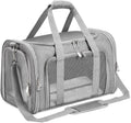 Soft-Sided Cat/Dog/Pet Carrier, Collapsible Pets Travel Carriers for Big Cats/Small Dogs with Shoulder Strap & Removable Mat, Mesh Puppy Carry Bag, up to 16 Lbs, TSA Airline Approved(Gray)