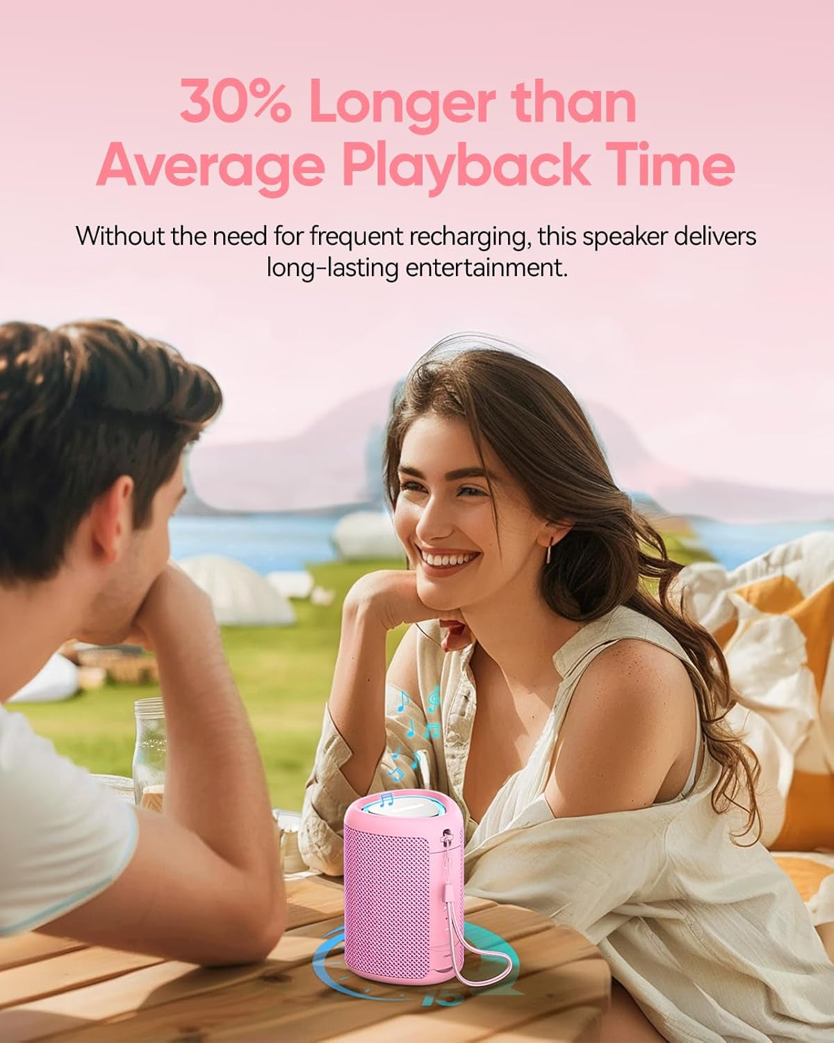 Portable Bluetooth Speaker Beach Essentials: Powerful Crystal Clear Sound/Dynamic Light/Ipx5 Waterproof/All Day Playtime/Wireless BT 5.3/TWS Paring, Mom Gifts, Outdoor|Travel|Camping|Pool Accessories