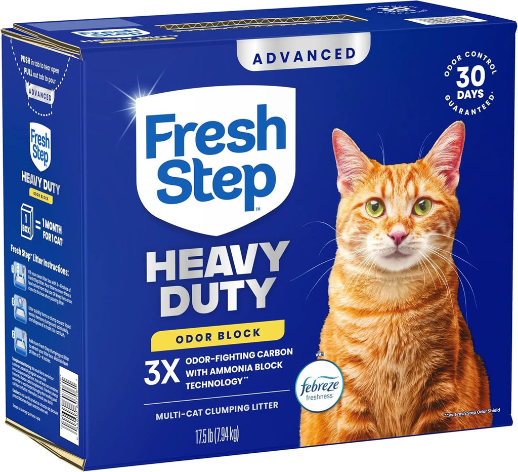 Heavy Duty Odor Block Advanced Multi Cat Clumping Litter with Febreze, 17.5 Lb (Package May Vary)
