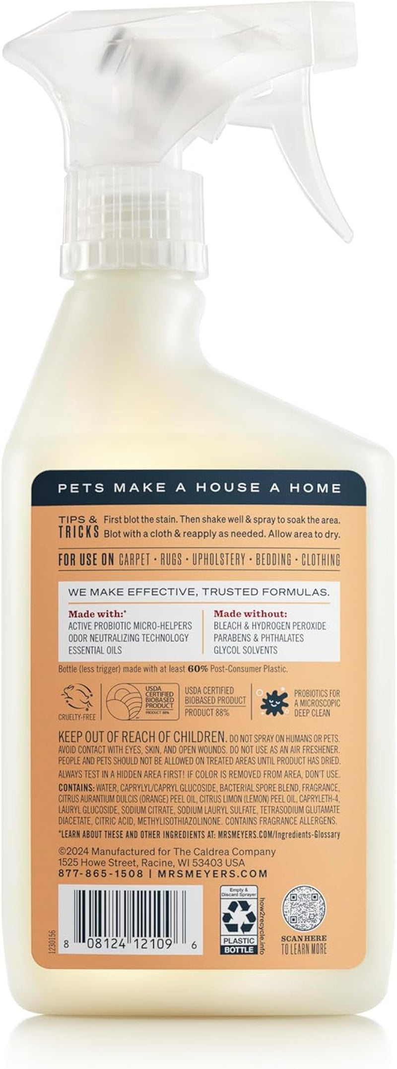 Mrs. MEYER'S CLEAN DAY Pet Stain & Odor Fighter, Orange Blossom Scent, 16Oz