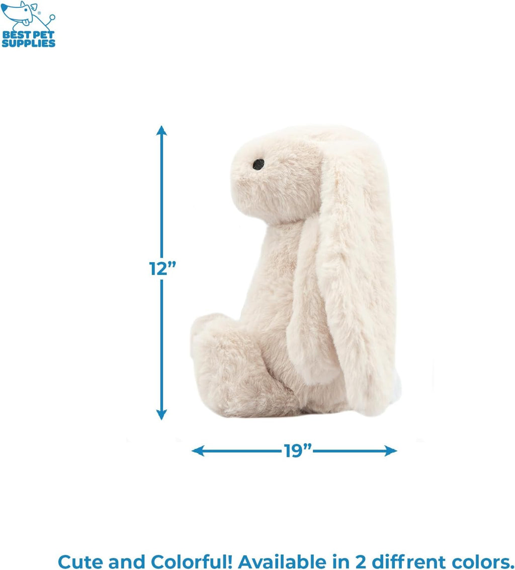 Interactive Squeaky Dog Chew Toy, Ideal Dog Toys for Chewers, Small, Medium & Large Dogs, and Fetch Lovers - Bunny (Beige), Large