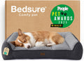 Bedsure Supportmax™ Orthopedic Dog Bed Medium Size Dog - Extra Thick Supportive Medium Dogs Beds with Waterproof Washable Cover, Comfort Pet Bed Sofa with Soft Sherpa and Nonskid Bottom, Grey, 35"
