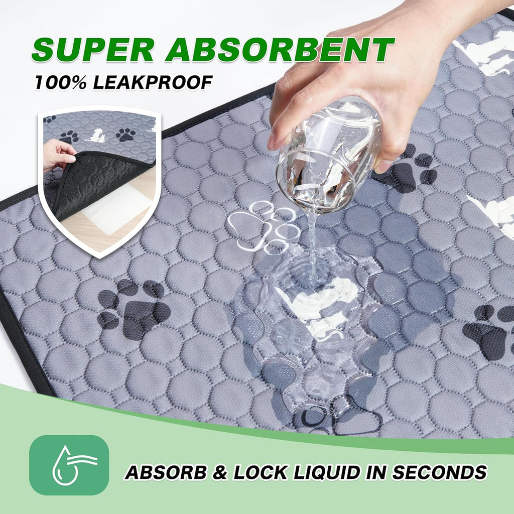 Washable Pee Pads for Dogs, 4 Pack Absorbent Reusable Training Dog Pads Pet Puppy Pads, Non-Slip Potty Pads for Whelping, Playpen, Crate, Bed, Grey 18"X24"