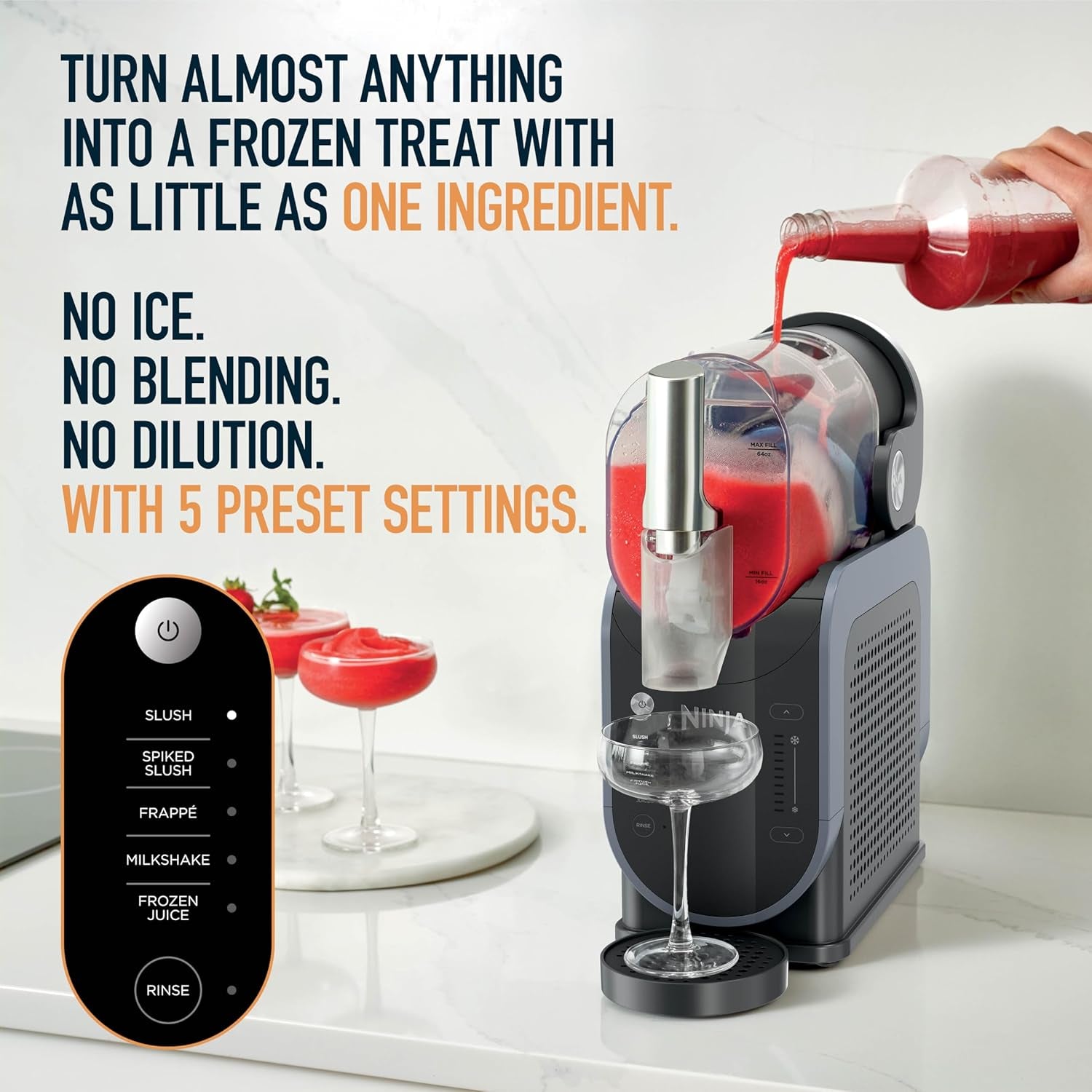 Ninja Slushi Frozen Drink & Slushie Machine with Rapidchill Technology | 88 Oz. Easy Fill Vessel | 5 Preset Programs | Make Margaritas, Frappés, & More | with Dishwasher Safe Parts | Black | FS301
