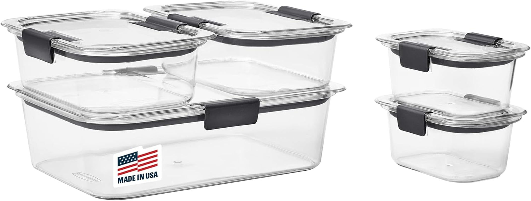 Brilliance Food Storage Containers, Set of 5 (10 Pieces), Bpa-Free, Leak-Proof, Clear