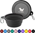 Collapsible Dog Bowls for Travel, 2-Pack Dog Portable Water Bowl for Dogs Cats Pet Foldable Feeding Watering Dish for Traveling Camping with Carabiners, BPA Free (Grey&Black, Small (Pack of 2))