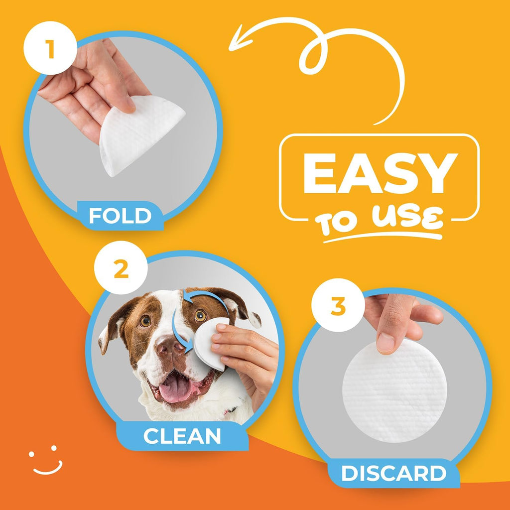 Dog Eye Wipes (100 Count) Hypoallergenic Eye & Face Wipes for Dogs & Cats - Pet Tear Stain Remover & Cleaner - Cleans & Removes Discharge, Crust, & Gunk (Coconut)