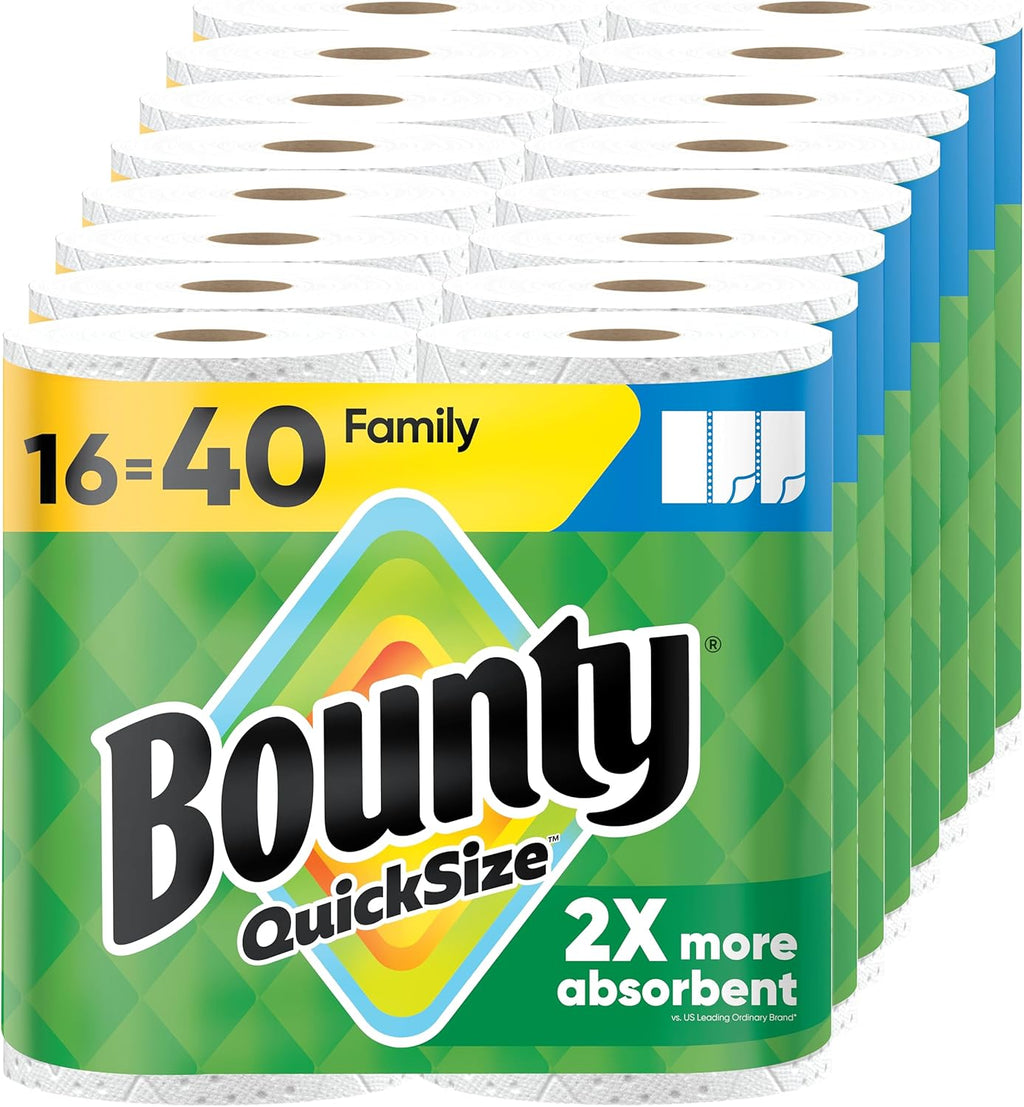 Paper Towels Quick Size, White, 16 Family Rolls = 40 Regular Rolls