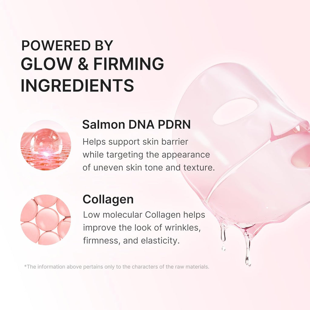 Jelly Gel Mask with Salmon DNA PDRN Pink Collagen | Overnight Face Mask for Glass Glow Skin | Elasticity, Hydrating, Firming and Moisturizing | Korean Skincare, 28G X 4Ea