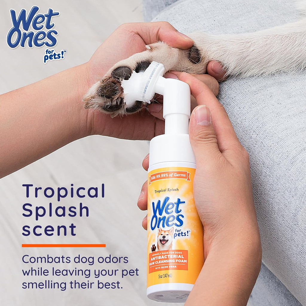 for Pets Antibacterial Dog Paw Cleaner with Built-In Scrubber Brush, Tropical Splash Scent - Foaming Cleanser for Dog Paws - Paw Washer & Grooming Care, 5 Ounce