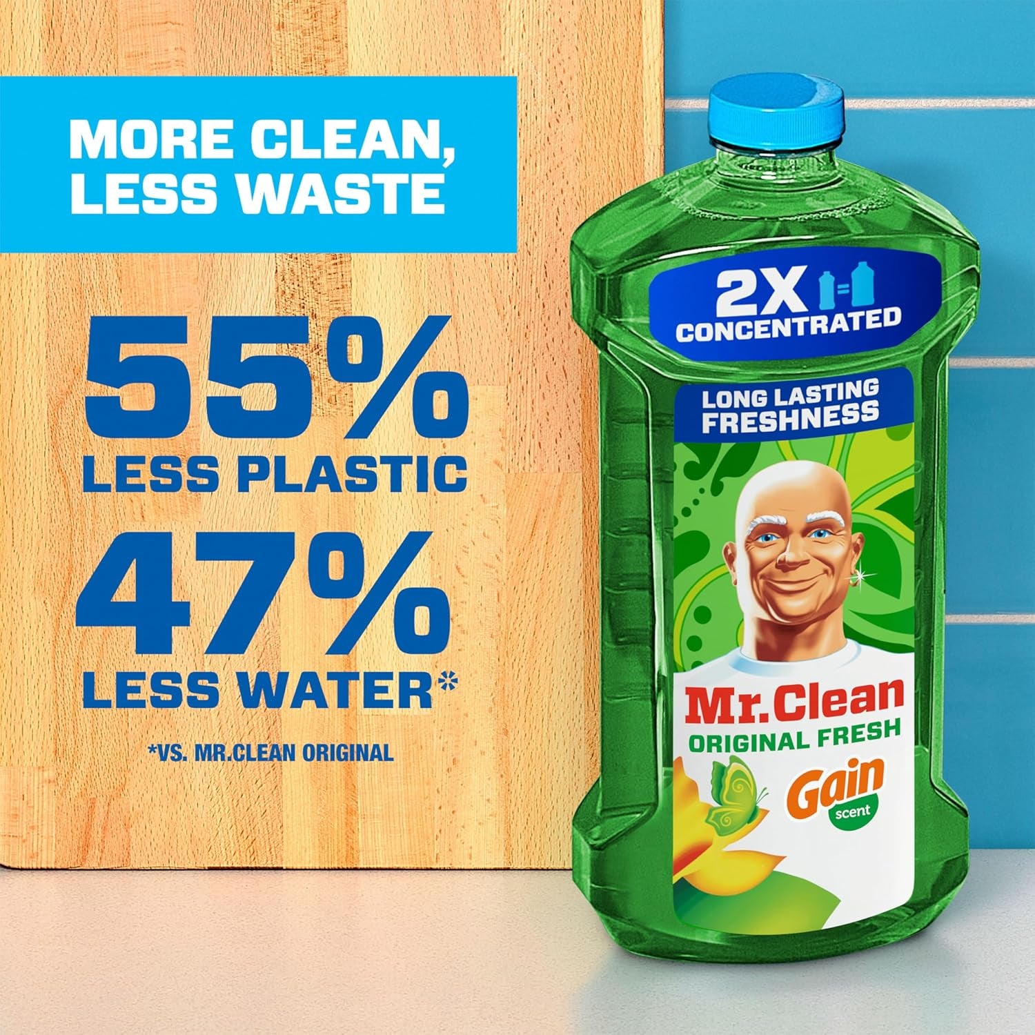 All Purpose Cleaner, Floor Cleaner for Mopping Home, Bathroom, & Kitchen, Cleaning Liquid for Mop & Bucket, Cleaning Supplies, Multi-Surface Dilutable, Gain, 41Oz