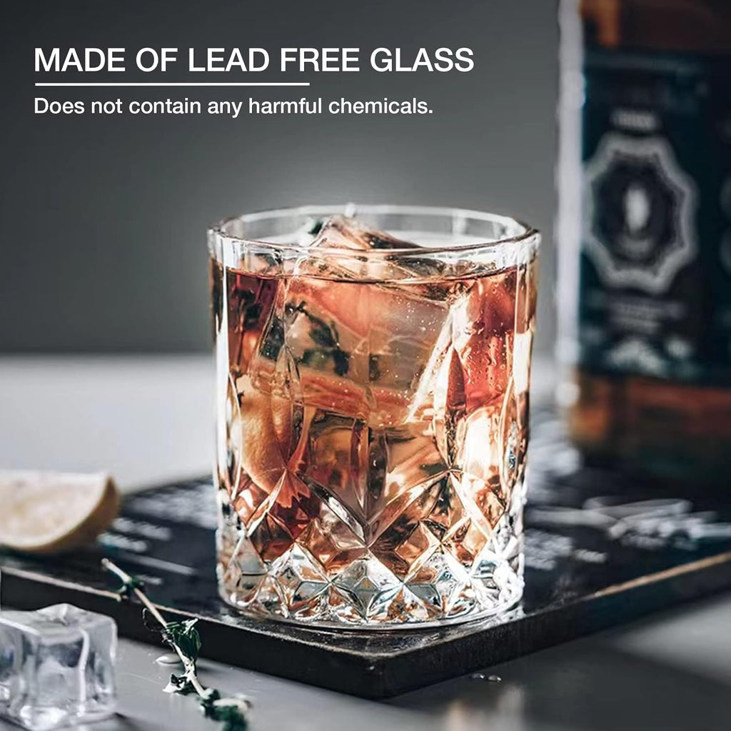 Drinking Glasses, 8 Piece Crystal Glass Cups, Mixed Glassware Set, 4 Pcs Crystal Old Fashioned 11Oz Highballs and 4 Pcs 11Oz Whiskey Glasses, Great for Cocktail, Whisky and Other Beverages