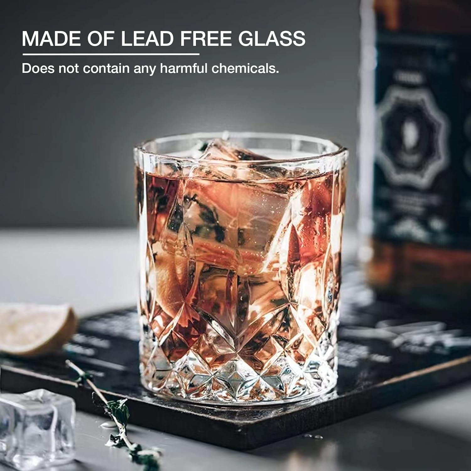 Drinking Glasses, 8 Piece Crystal Glass Cups, Mixed Glassware Set, 4 Pcs Crystal Old Fashioned 11Oz Highballs and 4 Pcs 11Oz Whiskey Glasses, Great for Cocktail, Whisky and Other Beverages