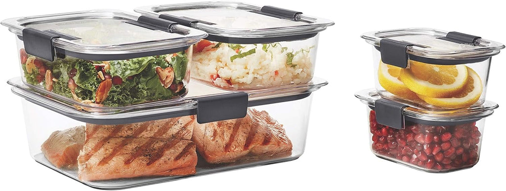 Brilliance Food Storage Containers, Set of 5 (10 Pieces), Bpa-Free, Leak-Proof, Clear