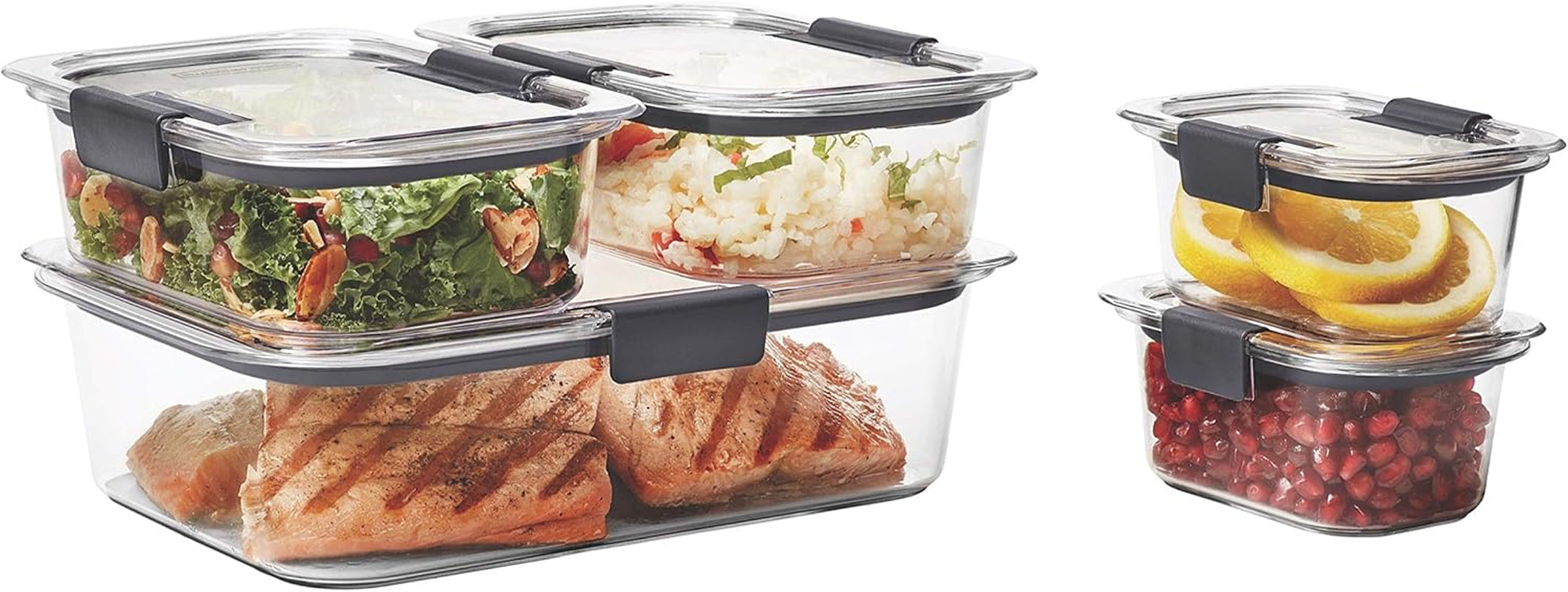 Brilliance Food Storage Containers, Set of 5 (10 Pieces), Bpa-Free, Leak-Proof, Clear