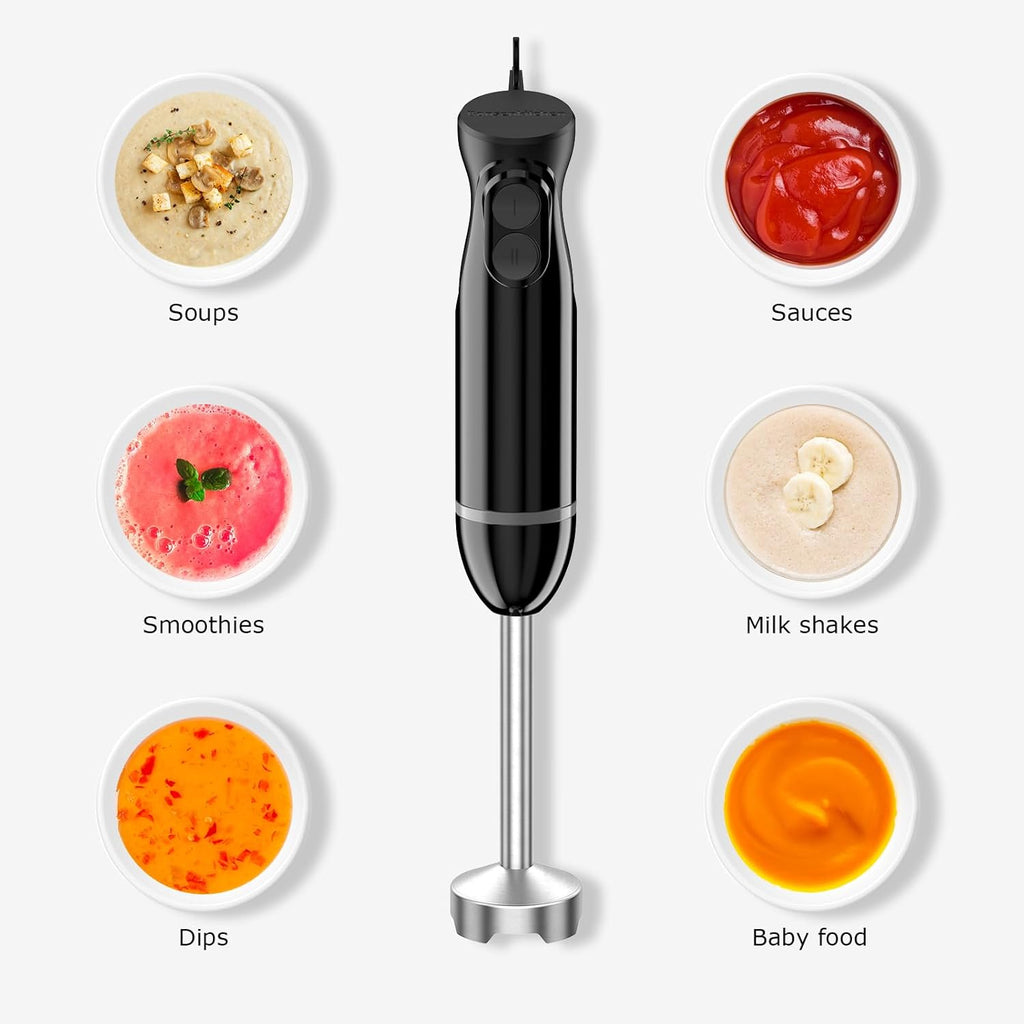 Hand Blender, Immersion Blender with 2 Mixing Speed, Electric Handheld Mixer Portable Stick Mixer with Stainless Steel Blades for Soup, Smoothie, Puree, Baby Food