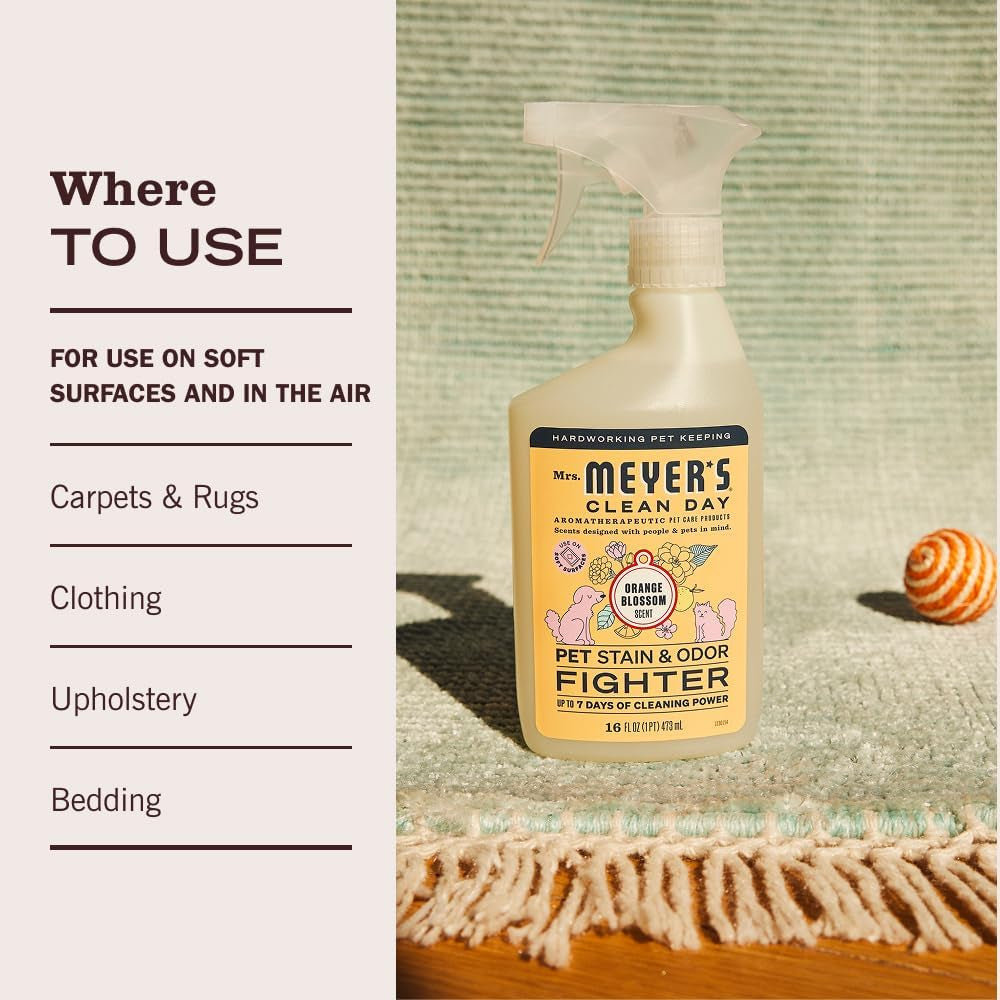 Mrs. MEYER'S CLEAN DAY Pet Stain & Odor Fighter, Orange Blossom Scent, 16Oz