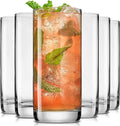 Faye 13Oz Highball Glasses, 6Pc Tall Glass Sets. Lead-Free Crystal Drinking Glasses. Water Glasses, Mojito Glass Cups, Tom Collins Bar Glassware, and Mixed Drink Cocktail Glass Set