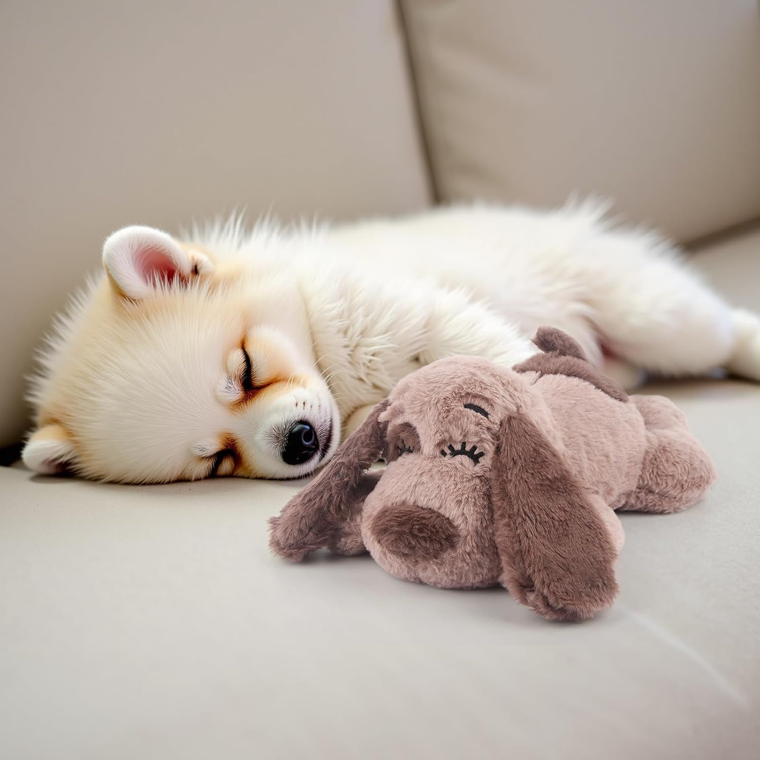 Beverly Shark Puppy Heartbeat Toy Dog Anxiety Relief Calming Aid Puppy Heartbeat Stuffed Animal Behavioral Training Sleep Aid Comfort Soother Plush Toy for Puppies Cats