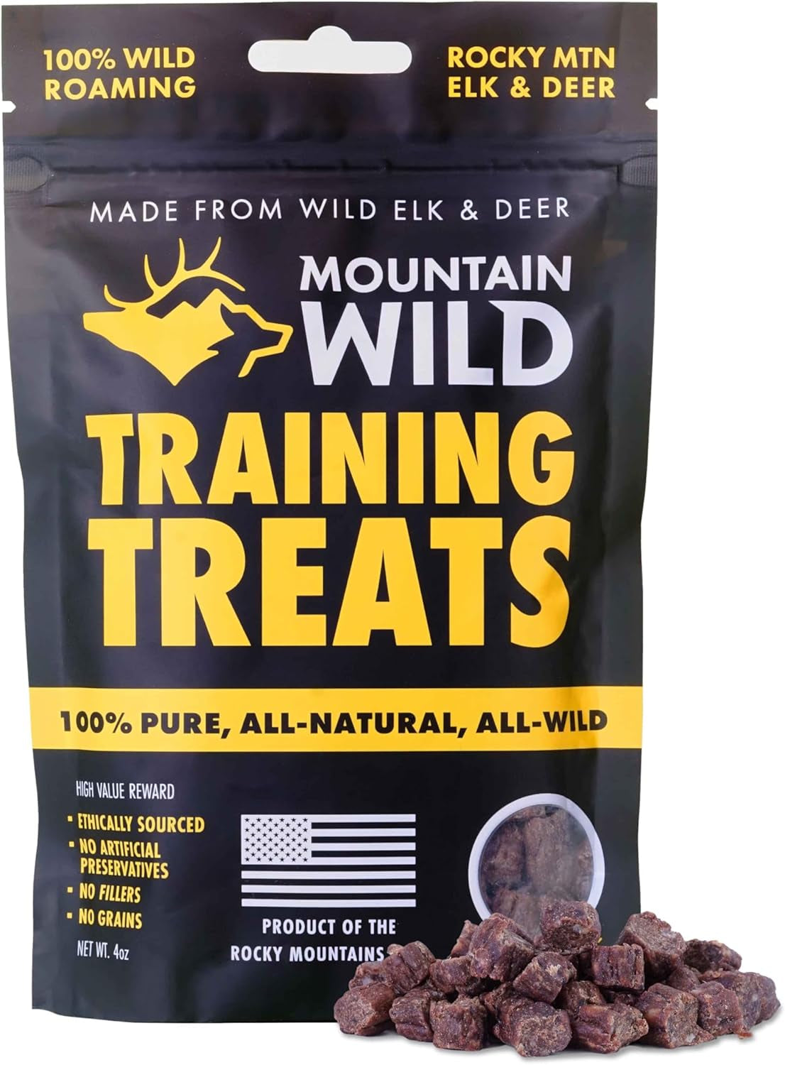 Training Treats for Dogs & Puppies – Elk & Venison Protein Puppy & Dog Treat – High Value, All-Natural, No Fillers, Grain-Free, No Artificial Preservatives – 4Oz, 1 Bag