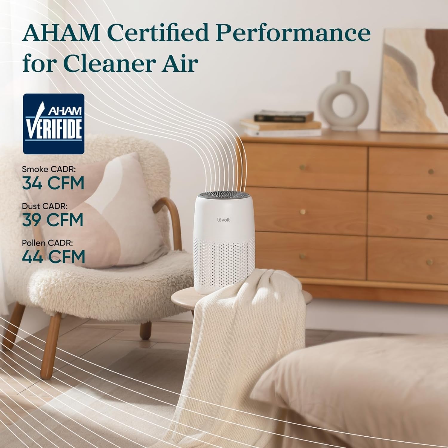 Air Purifiers for Bedroom Home Dorm, AHAM VERIFIDE, 3-In-1 Filter Cleaner with Aroma Pad, Filters Smoke, Allergens, Pet Dander, Odor, Dust, Office, Desktop, Core Mini-P, White