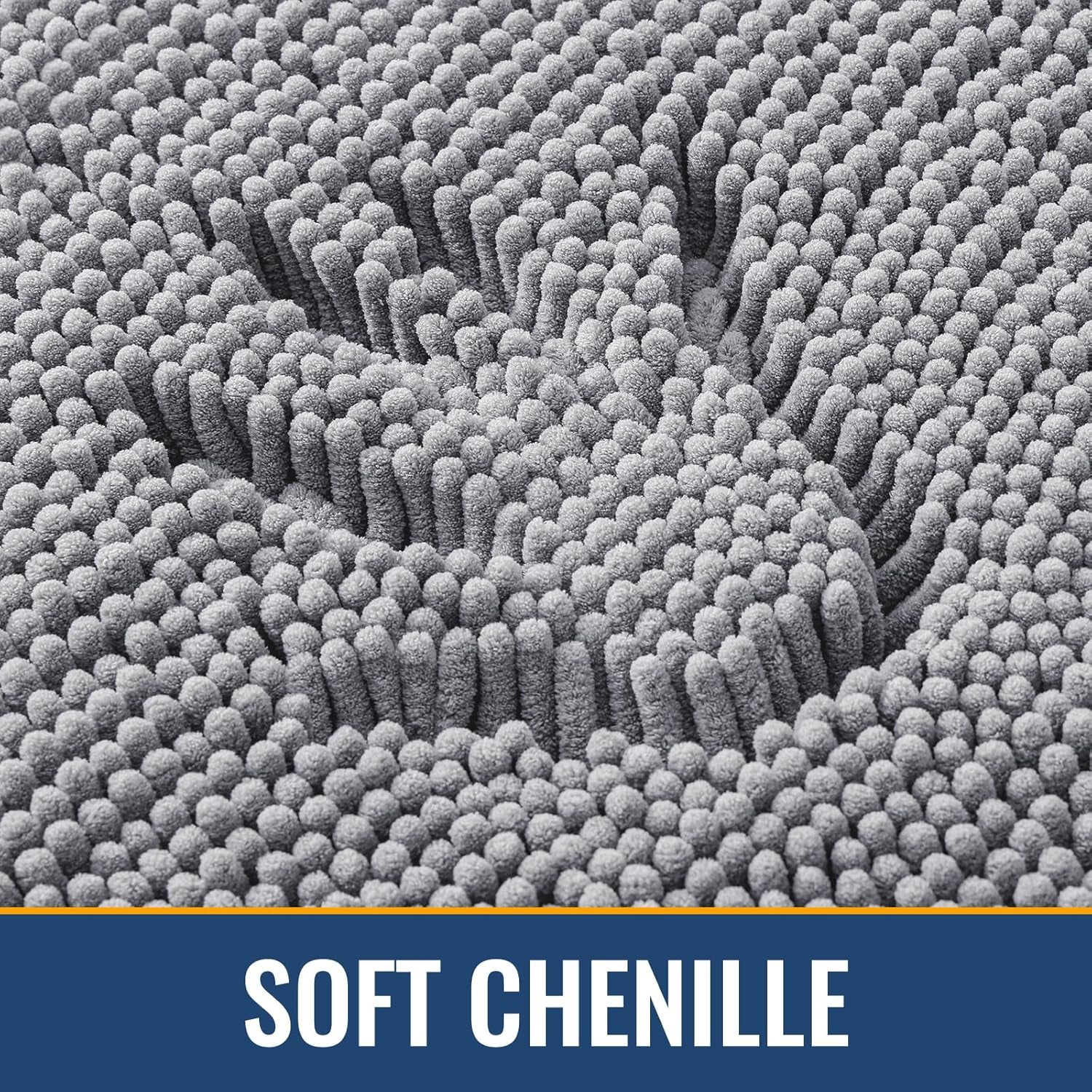 Bathroom Rugs 30X20, Extra Soft Absorbent Shaggy Chenille Bath Rugs, Machine Washable Rubber Backing Non-Slip Bath Mats for Bathroom Floor Tub and Shower, Home Decor Accessories, Grey