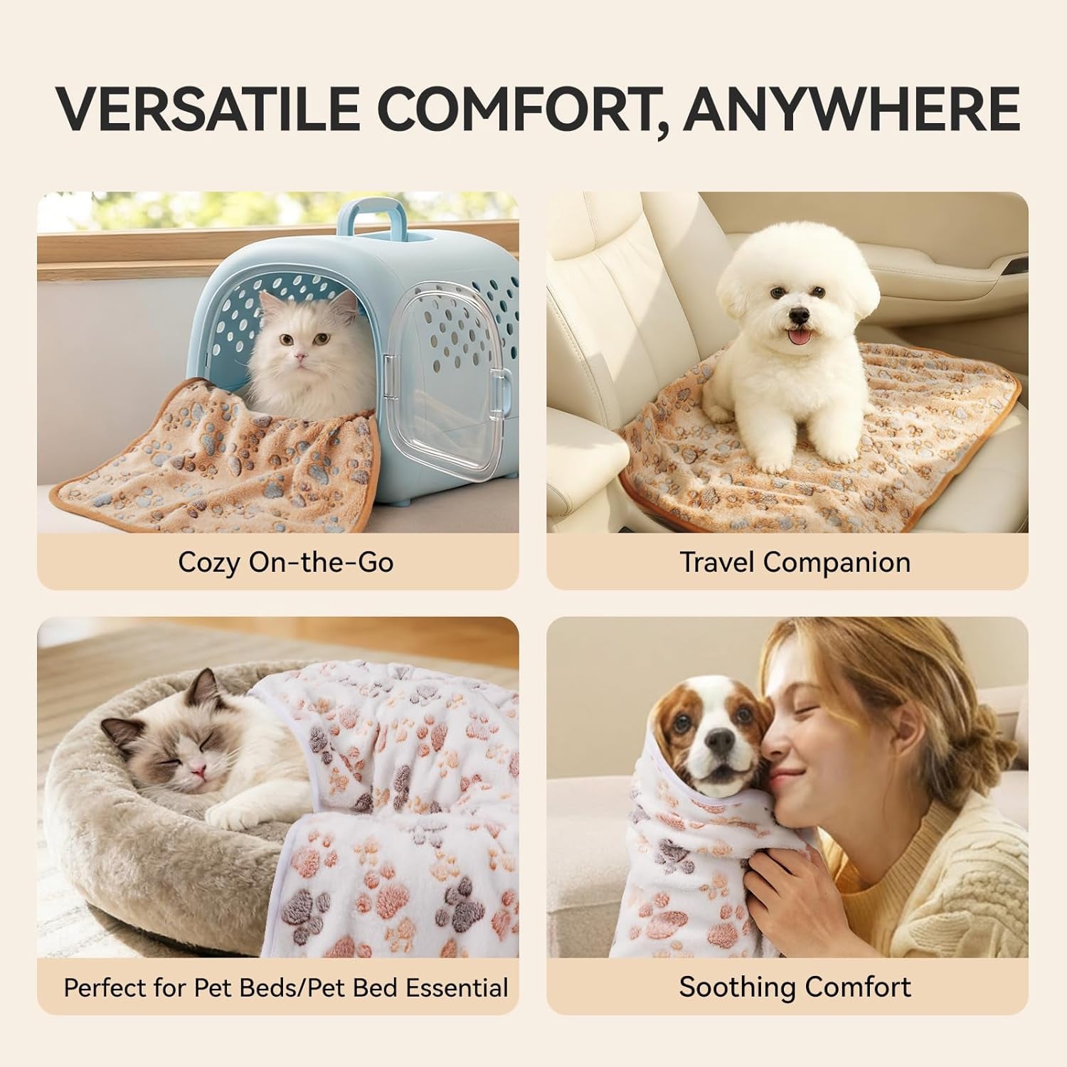 1 Pack 3 Blankets Super Soft Fluffy Premium Fleece Dog Blankets for Puppy Cat Pet Blanket Flannel Throw Warm Sleep Dog Paw 23X16 Inches