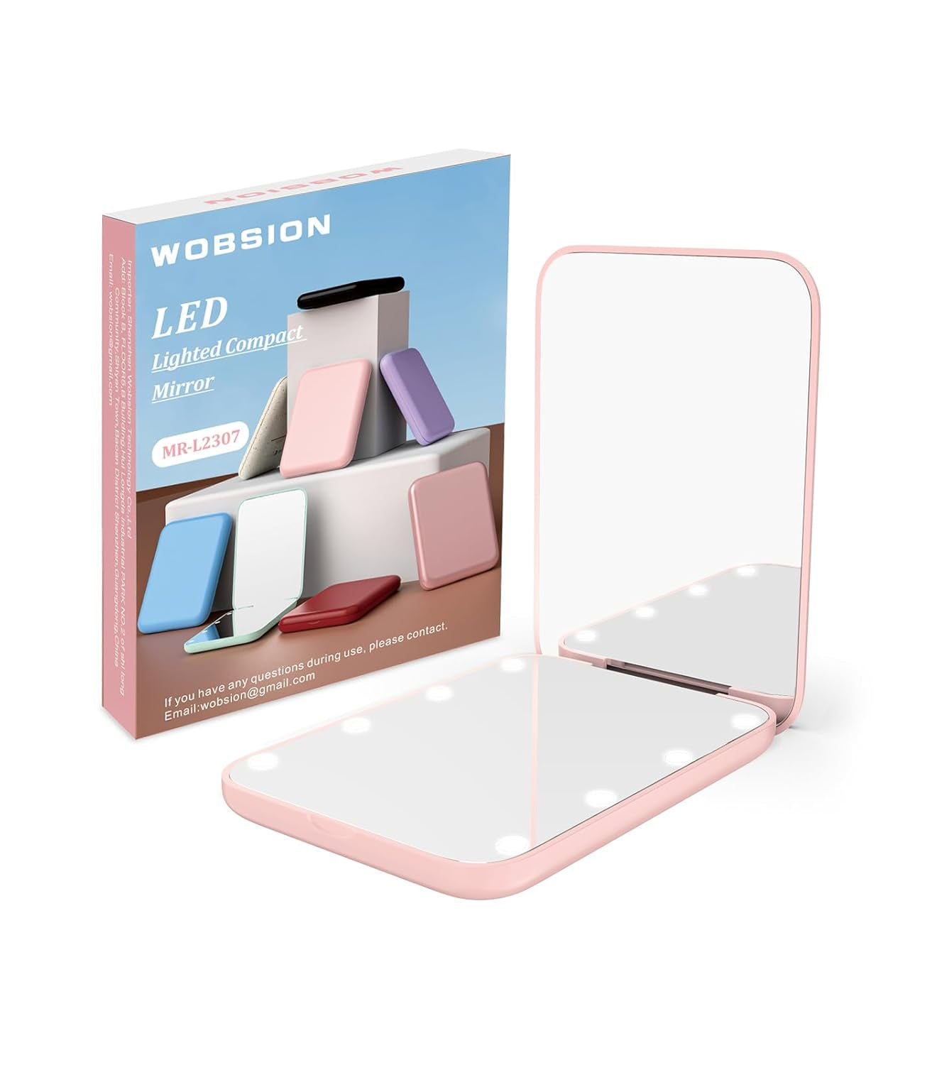Small Lighted Makeup Mirror for Purse, 1X/3X Magnification LED Compact Travel Mirror with Light, Portable Mirror for Pocket or Bag, Cute Pink Gift for Girls,Women