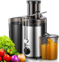 Juicer Machine, 500W Centrifugal Juicer Extractor with Wide Mouth 3” Feed Chute for Fruit Vegetable, Easy to Clean, Stainless Steel, Bpa-Free (Black)