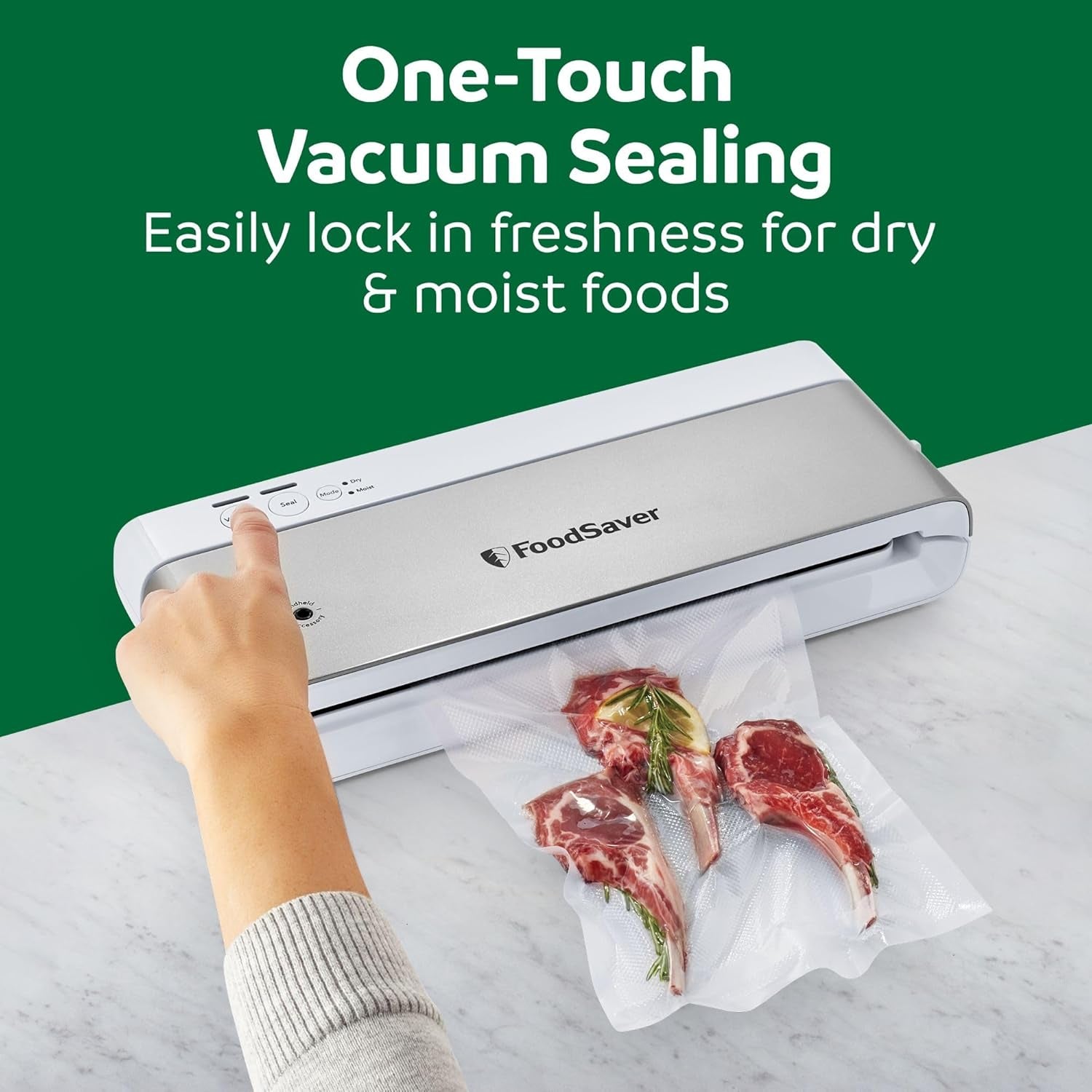 Compact Vacuum Sealer Machine with Airtight Bags and Roll - Ideal for Sous Vide and Airtight Food Storage, White