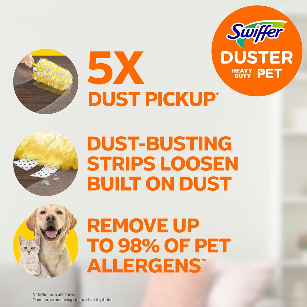 Pet Heavy Duty Dusters Refills, Multisurface 360 Dusters with Febreze Odor Defense, 11 Count