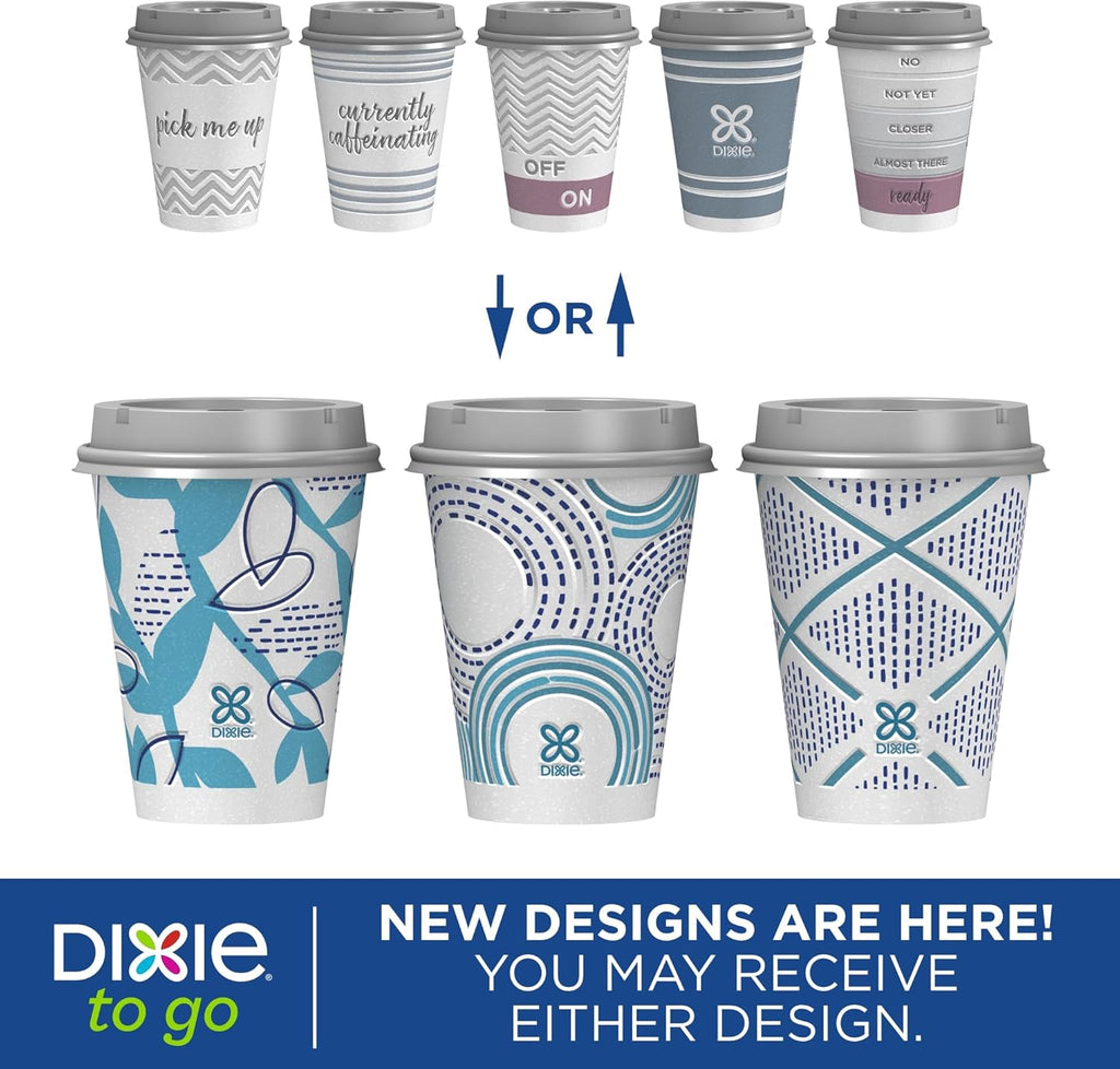 Paper Coffee Cups with Lids, 12 Oz, 156 Count (6 Packs of 26 Cups), Disposable Insulated Paper Cups for On-The-Go Hot or Cold Beverages