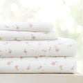 4 Piece Queen Sheet Set - Breathable, Double-Brushed Patterned Cooling Sheets – Oeko-Tex Certified Ultra Soft & Wrinkle-Free 16" Deep-Pocket Queen Sheets - Easy Care Soft Floral Pink