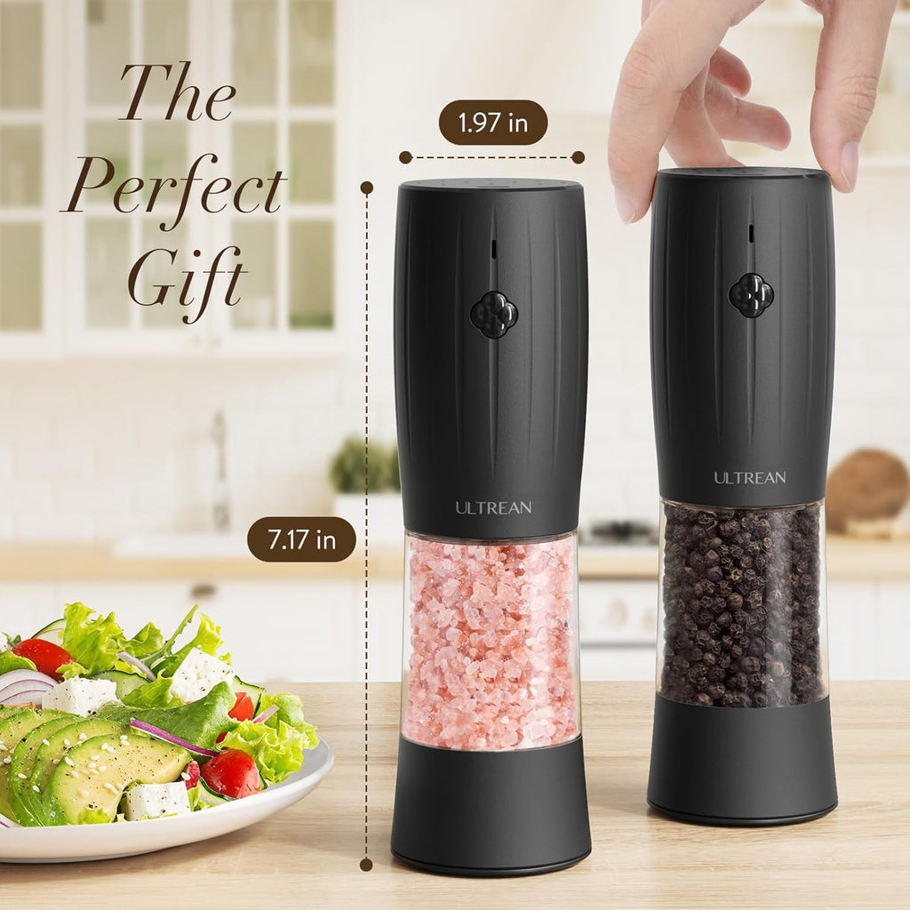 Electric Salt and Pepper Grinder Set, USB-C Rechargeable, Salt and Pepper Shakers Spice Mill with 6 Adjustable Coarseness LED Light, Kitchen Appliances for Housewarming Gifts
