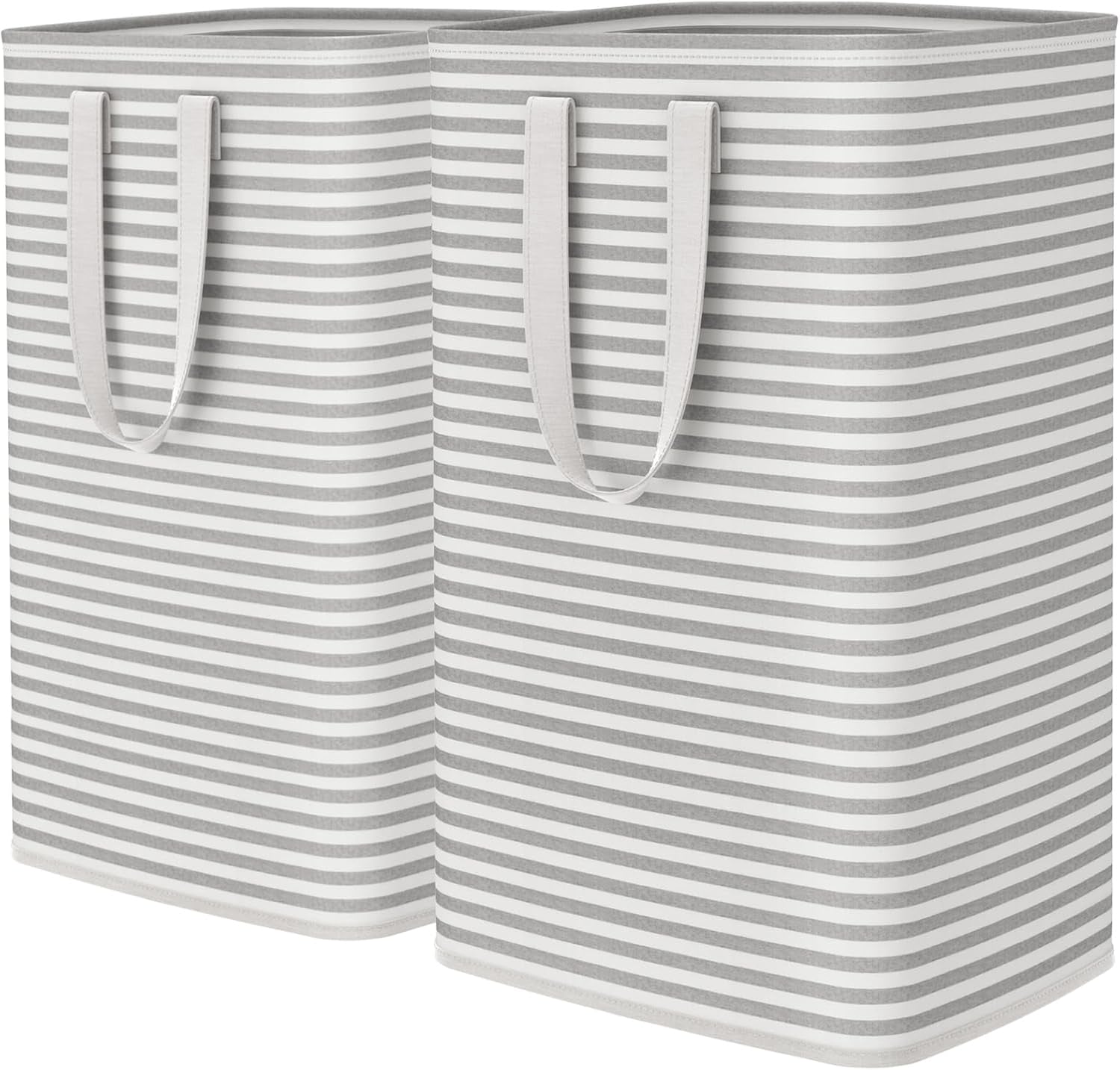 2 Pack Laundry Basket 80L Each, Collapsible Clothes Hamper with Reinforced Handles, Freestanding Waterproof Design for Bedroom and Laundry Room, Grey 160L Total