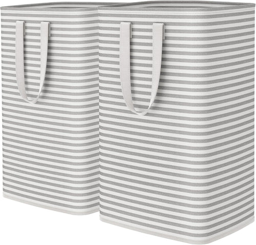 2 Pack Laundry Basket 80L Each, Collapsible Clothes Hamper with Reinforced Handles, Freestanding Waterproof Design for Bedroom and Laundry Room, Grey 160L Total