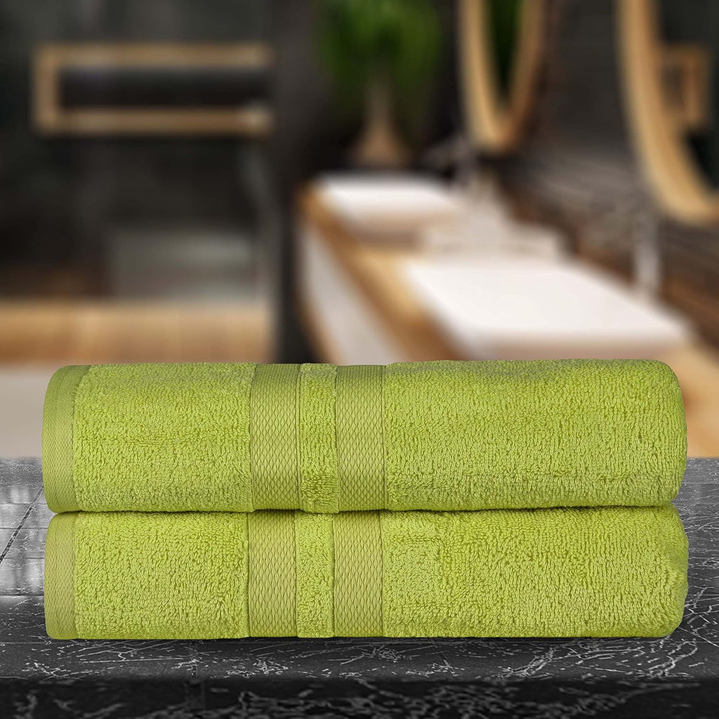 Ultra-Soft 2-Piece Cotton Bath Sheet Set, Perfect for Bathroom Decor, Shower, Spa, Gym, Guest Room, Home Essentials, Daily Use, Soft, Absorbent, Oversized Body Towels - Celery