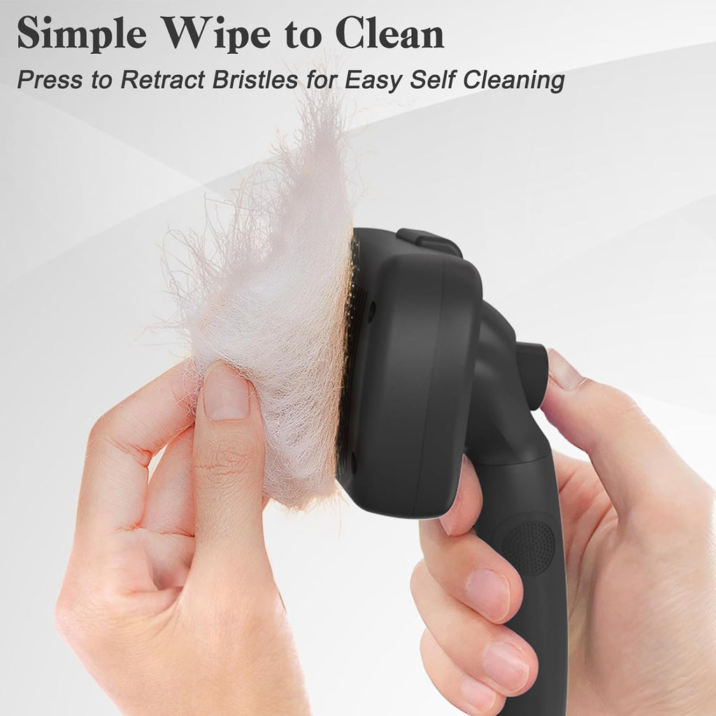 Self Cleaning Slicker Brush for Dogs & Cats - Skin Friendly Deshedding and Grooming Brush for Haired Pets, Pet Supplies Accessory, Black