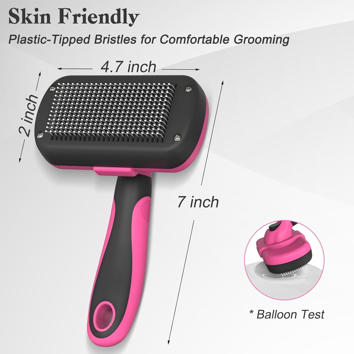 Self Cleaning Slicker Brush for Dogs & Cats - Skin Friendly Grooming, Deshedding, Hair Removal for Puppies & Long/Short Haired Pets, Pet Supplies Accessory, Pink