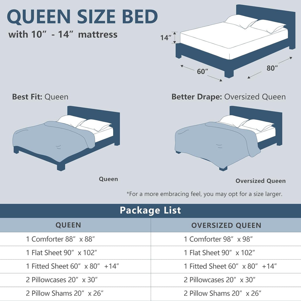 Queen Comforter Set Black - Bed in a Bag Queen Size 7 Pieces, Luxury Soft Bed Set for All Seasons, Bedding Set with down Alternative Comforter, Sheets, Pillowcases & Shams