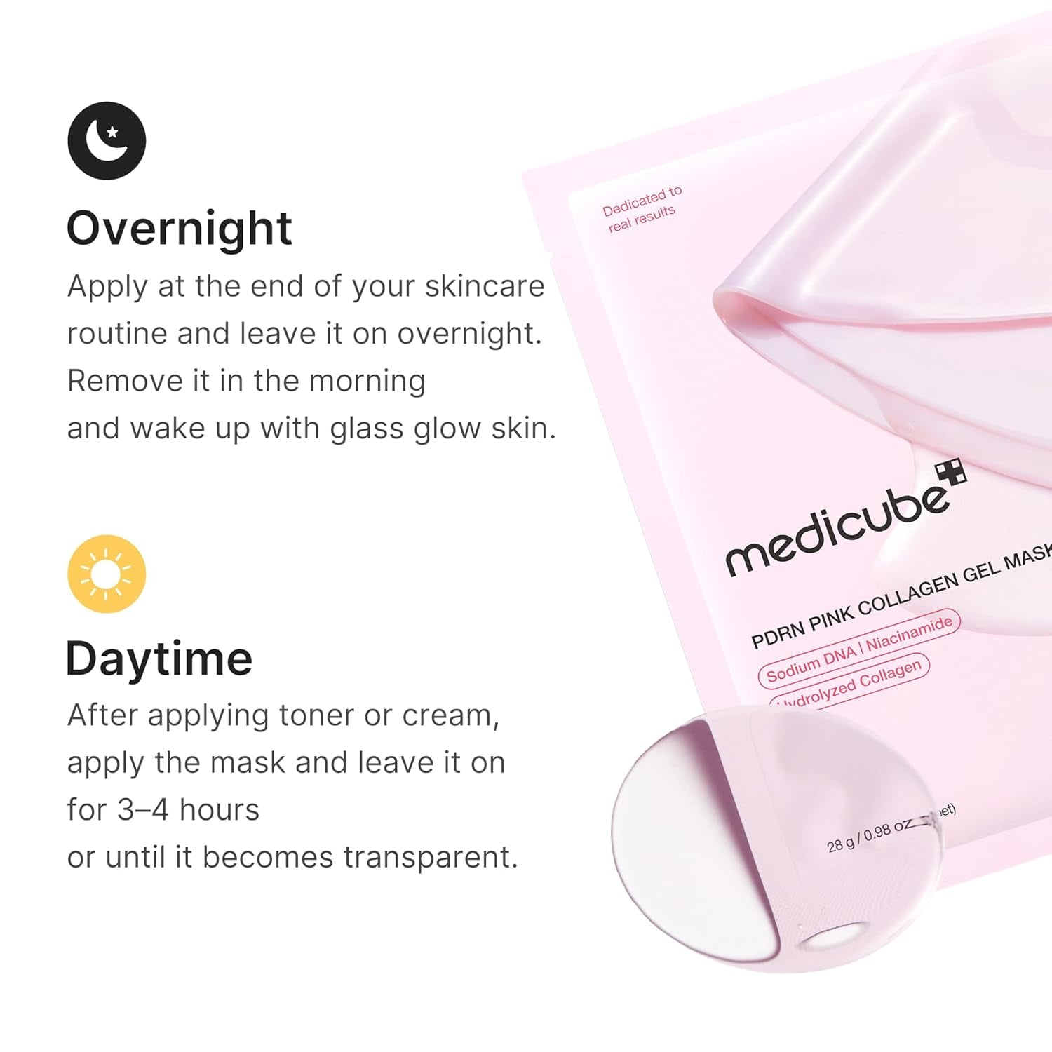 Jelly Gel Mask with Salmon DNA PDRN Pink Collagen | Overnight Face Mask for Glass Glow Skin | Elasticity, Hydrating, Firming and Moisturizing | Korean Skincare, 28G X 4Ea