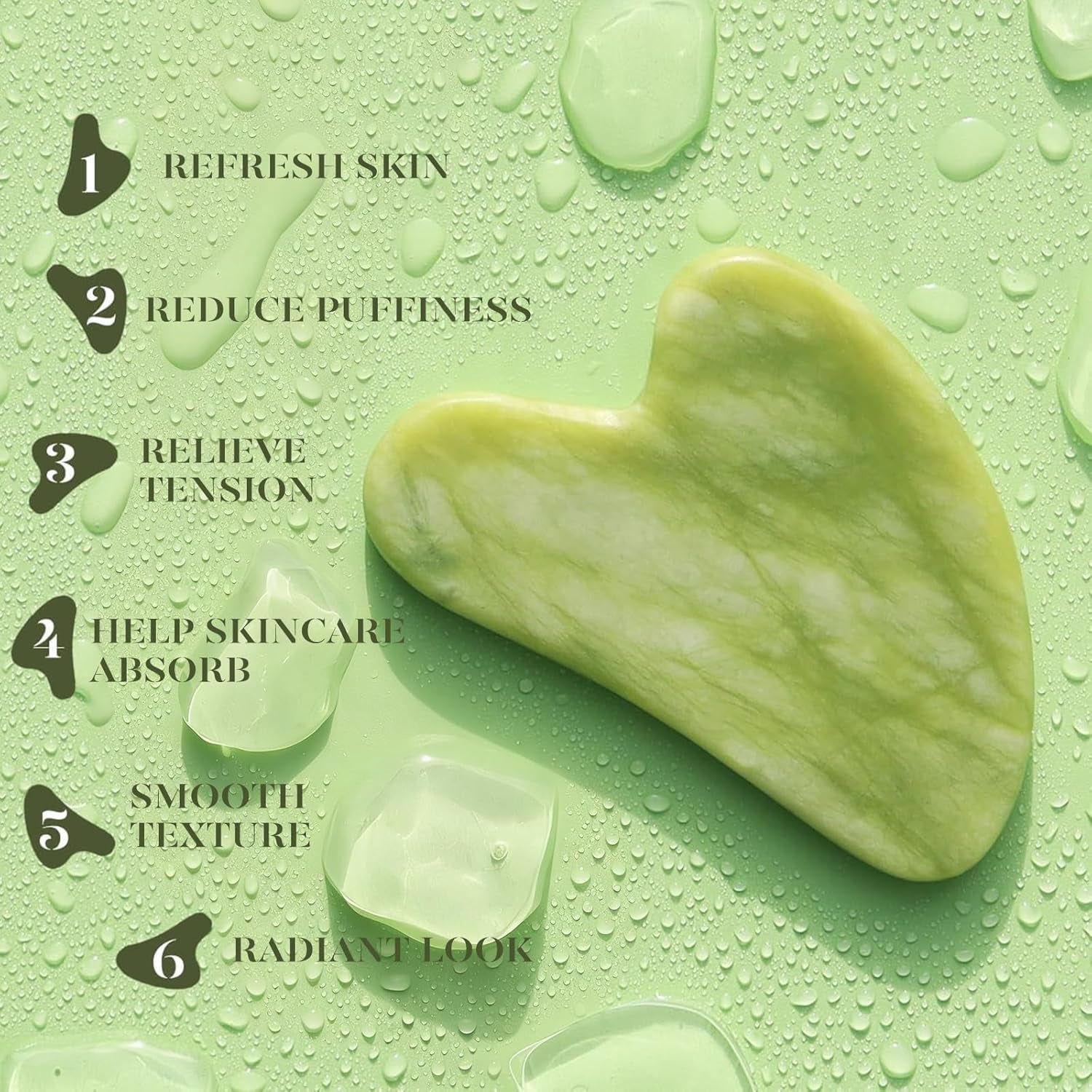 Icyme Gua Sha & Jade Roller Set, Cooling Face Roller & Gua Sha Tool for Depuffing, Facial Sculpting & Jawline Definition, Smooth Rolling Skincare Tools for Women & Men – Green